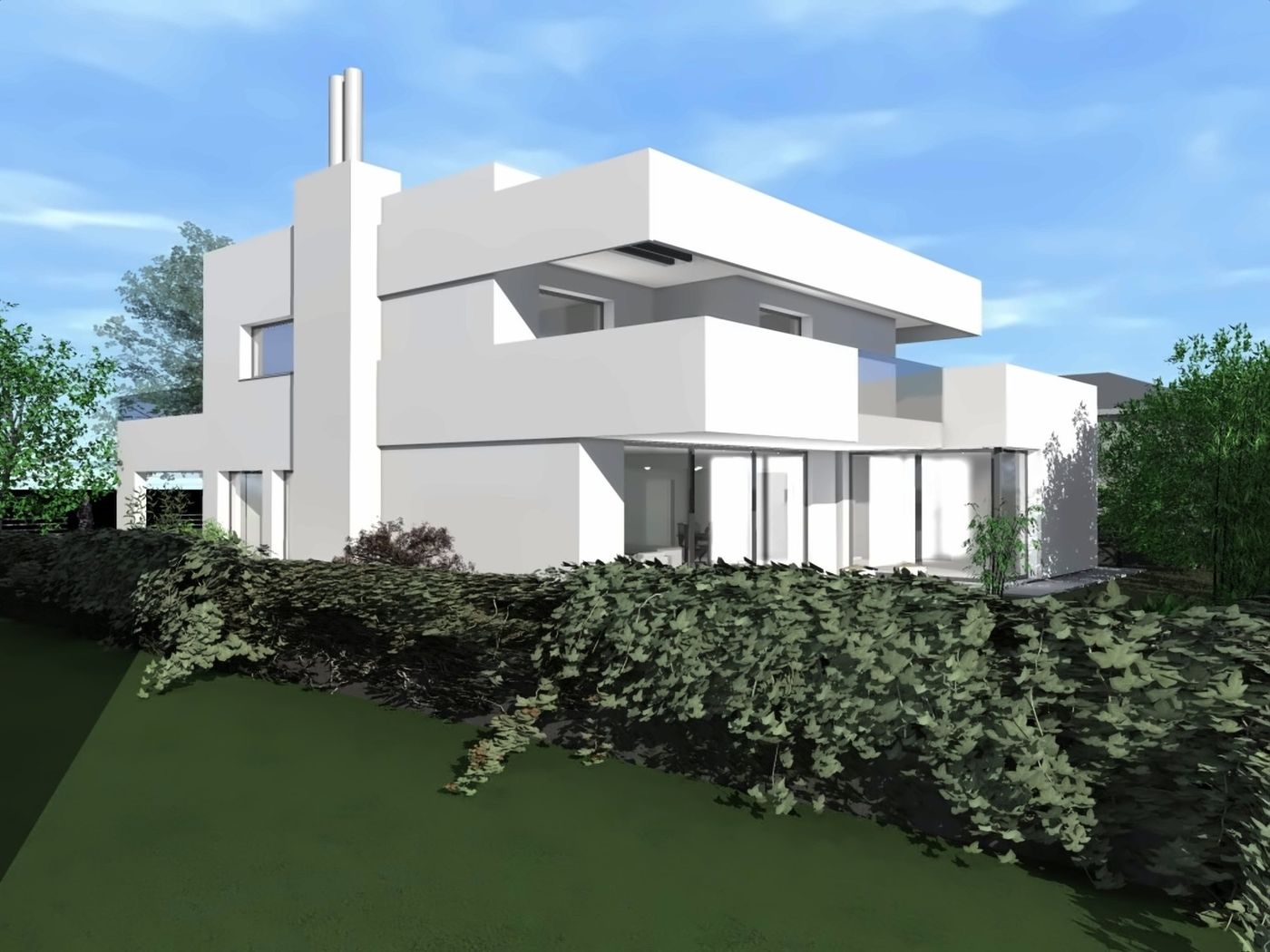 White in the City: the rear front with the projecting terrace