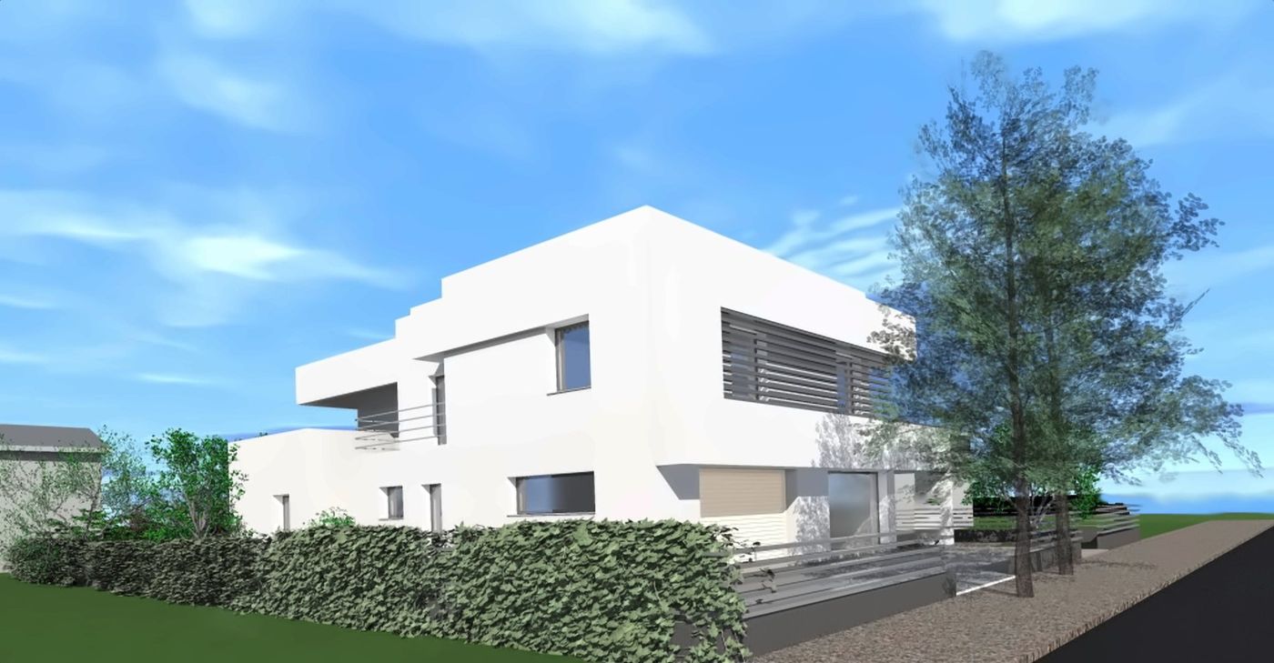 White in the City: the south front with the horizontal brise-soleil