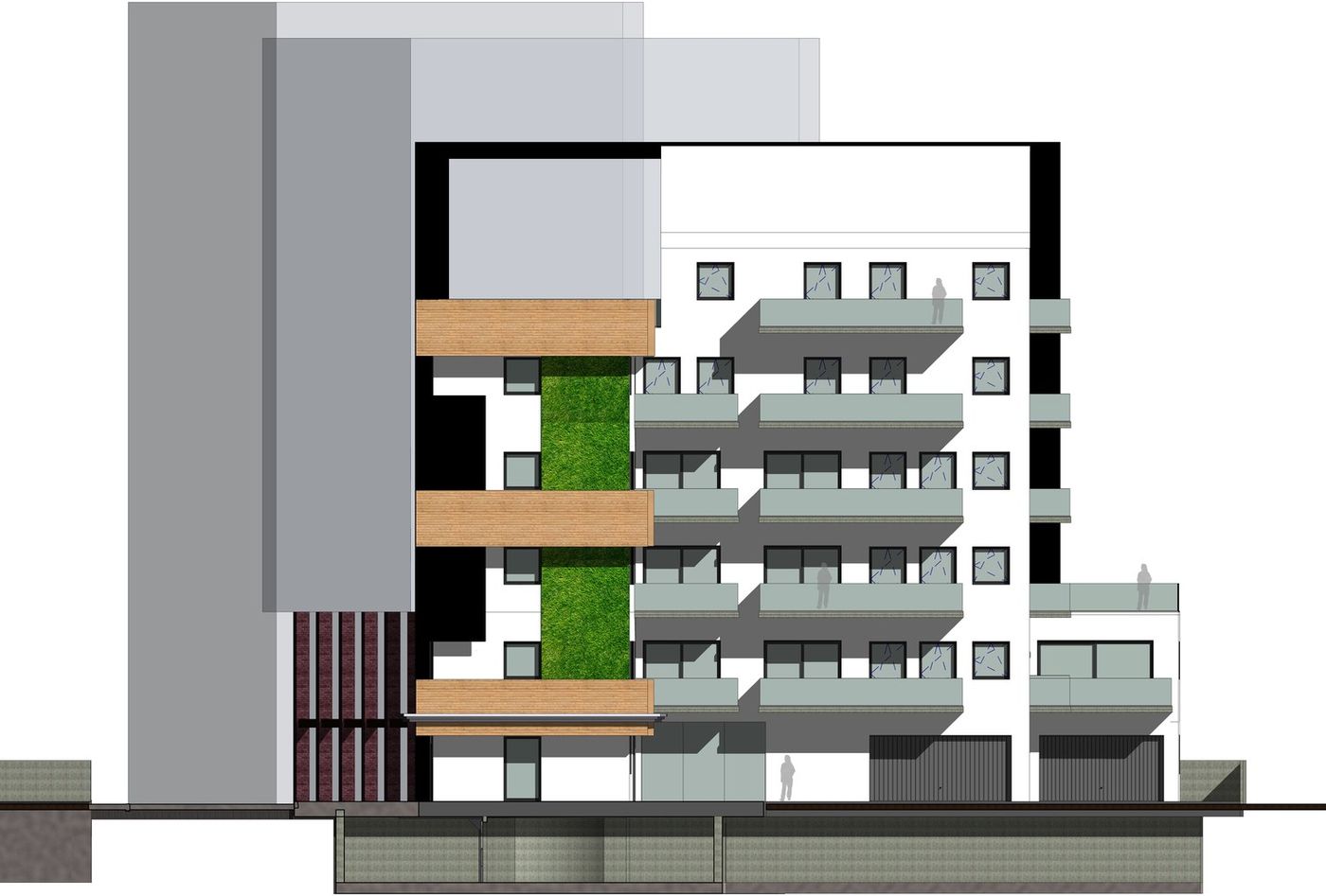 Via Alfieri: rendered south elevation