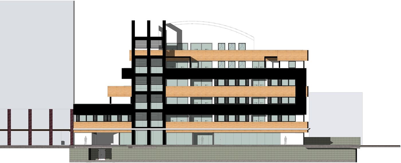 Via Alfieri: rendered west elevation