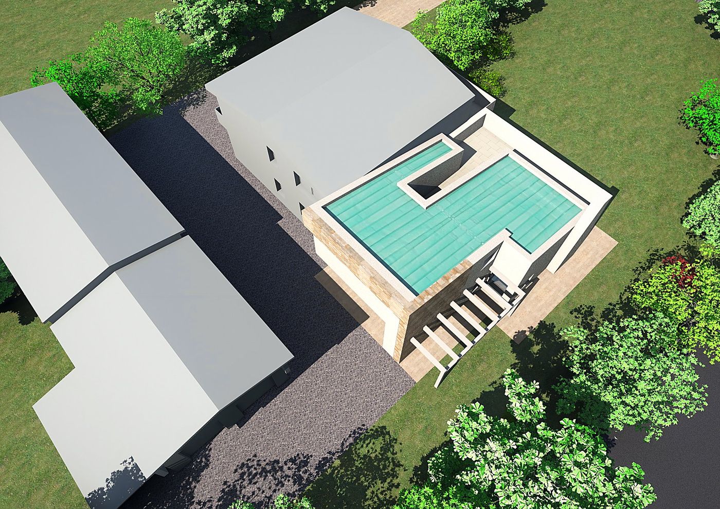 Tessari: the pool on the south front